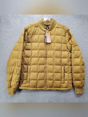 Eddie Bauer Shaw Down Bomber Jacket Mens Medium Sand Tan Quilted NWT